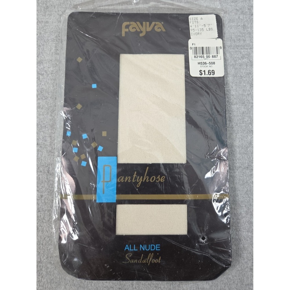 Fayva‎ Brand Vintage Pantyhose All Nude Sandalfoot Ivory Size A Old Stock NEW